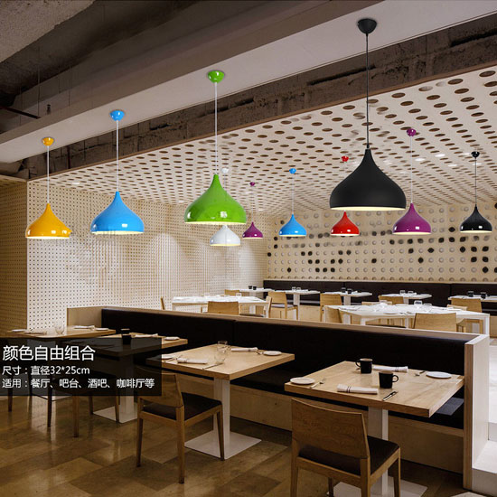 多彩色現代簡約創意個性餐廳吊燈單頭燈罩2510-8351-1